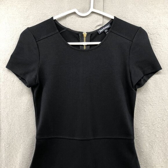 Juicy Couture Mini Dress XS Black Short Sleeve Fit Flare Formal Cocktail - Picture 4 of 11